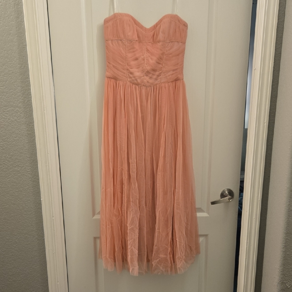David Meister Strapless Peach Dress